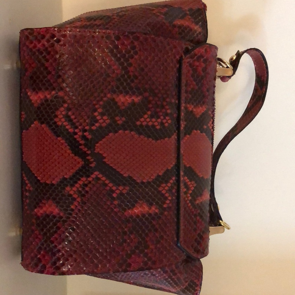 Red Python Hand Bag W/Optional Chain - image 7